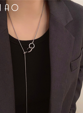 完美契合~小众个性高级感环扣吊坠流苏毛衣链 百搭新潮冷淡风项链