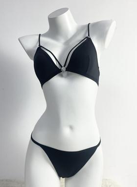 外贸原单weekday性感无痕内衣套装无垫无钢圈舒适文胸一根绳丁字