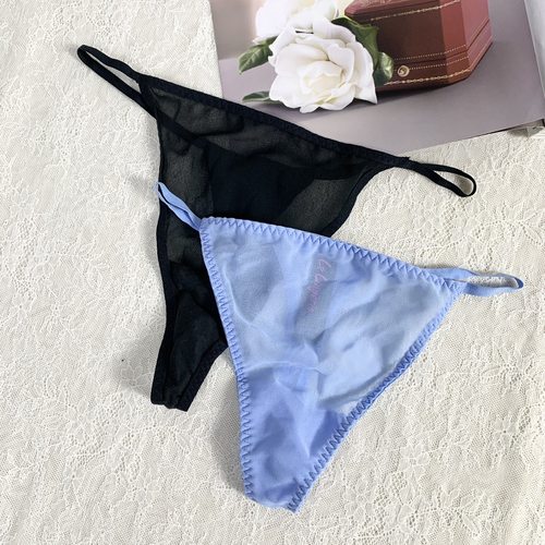 性感透明黑色速干网纱面料一根绳