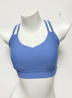蓝色运动背心吊带交叉背带可内置垫片高弹力速干健身瑜伽