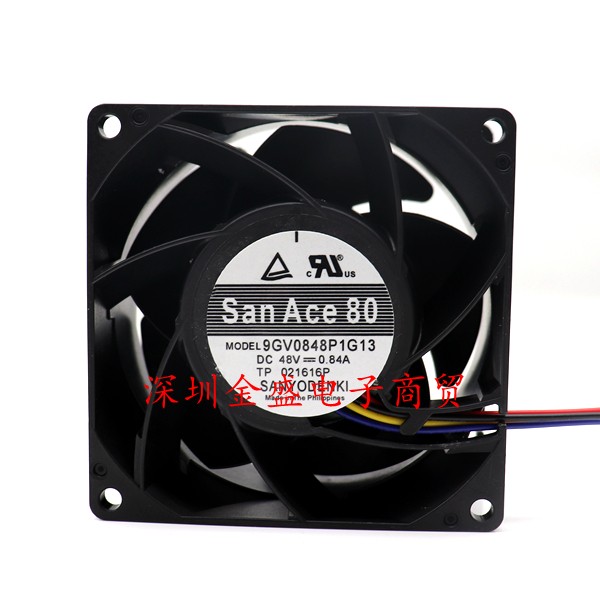 三洋9GV0848P1G13原装正品 8038 48V 0.84A 4线pwm高端散热风扇