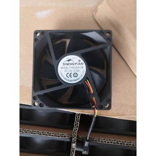 正品SNOWFAN YY8025H12B 12V 0.75A 8cm 4线调速大风量机箱风扇