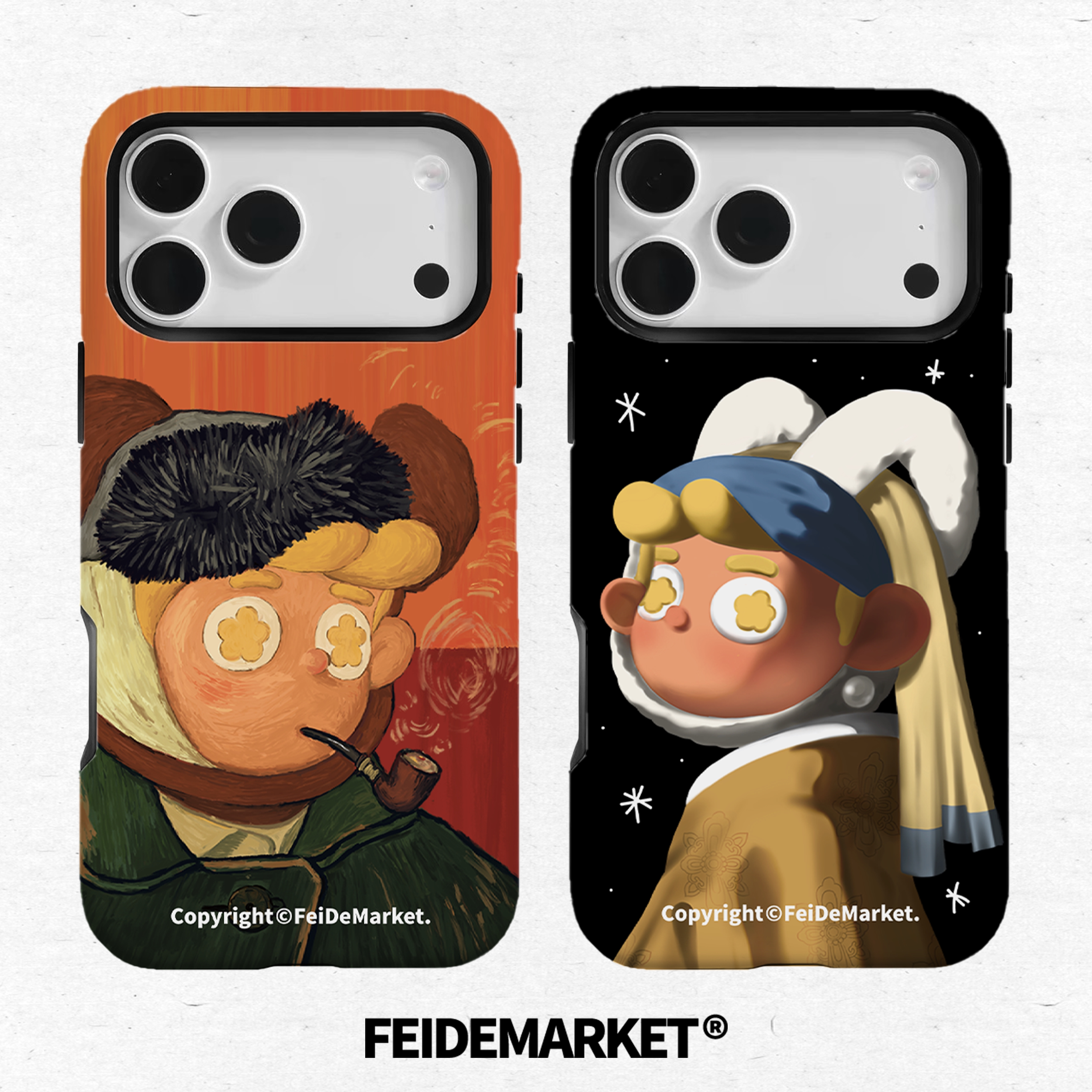 FeiDeMarket授权-菲林磁吸-少女和烟斗适用苹果iPhone15-17手机壳
