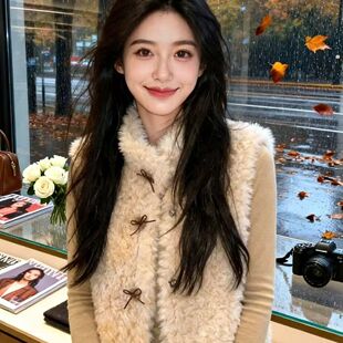 羊羔毛马甲女短款2025秋冬新款仿皮毛一体加厚保暖毛茸茸韩系坎肩