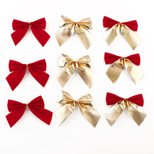 圣诞节装饰品红色金色蝴蝶结圣诞树小挂件挂饰商场橱窗场景布置