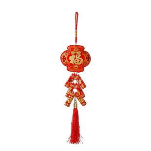 马年新年乔迁挂件新年装饰品绒布福字玄关挂串挂饰过年鞭炮小吊件
