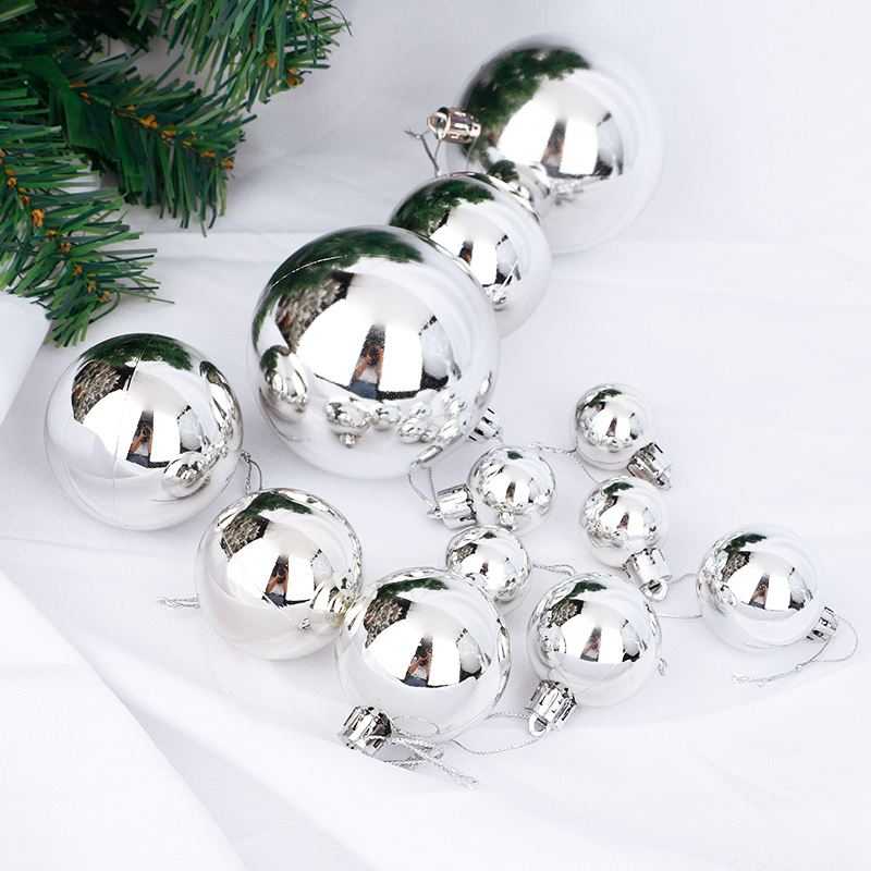 圣诞节装饰品圣诞球电镀亮光银色球吊球橱窗布置商场圣诞树挂件