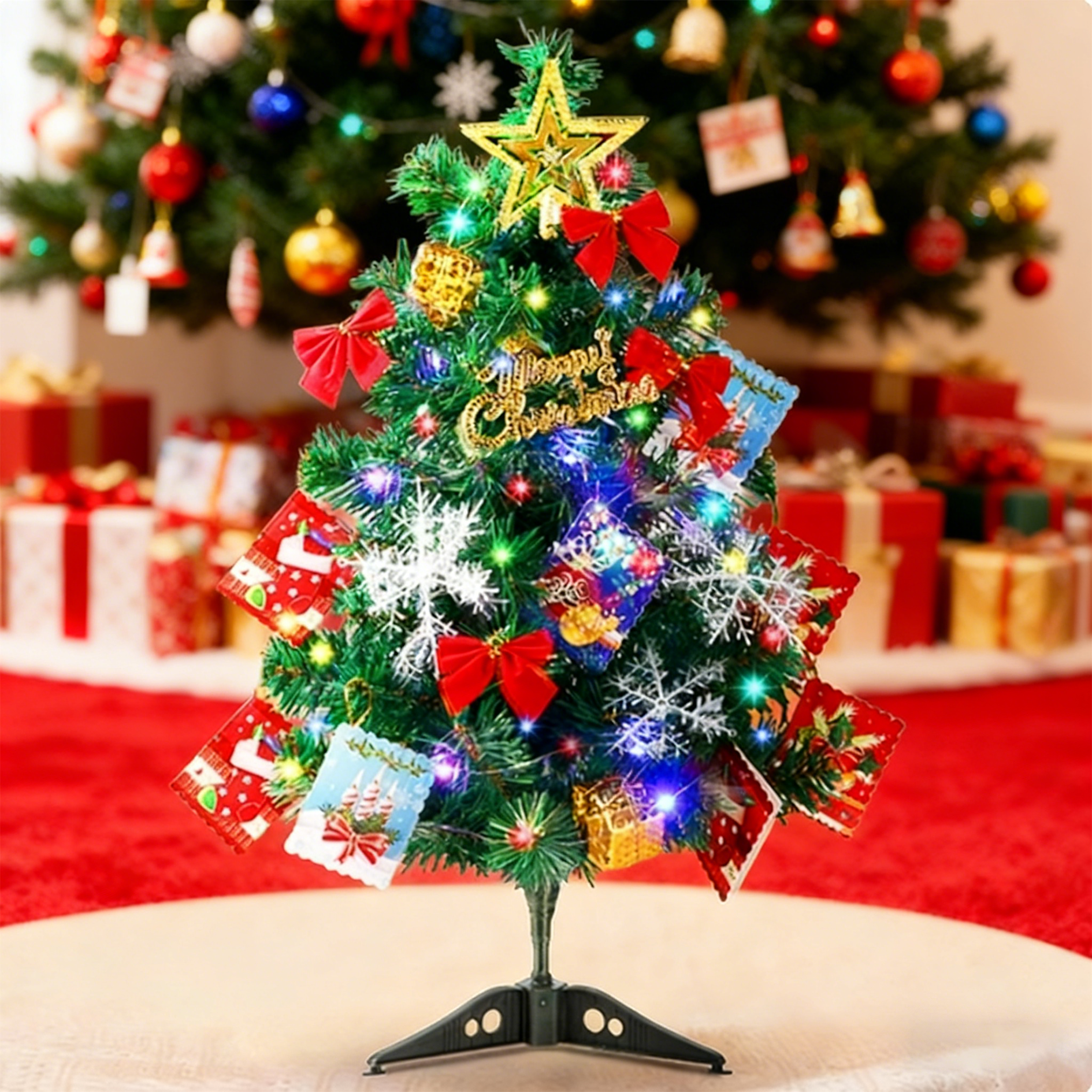 圣诞树摆件2025新款家用小型桌面diy迷你60cm材料包圣诞节装饰品