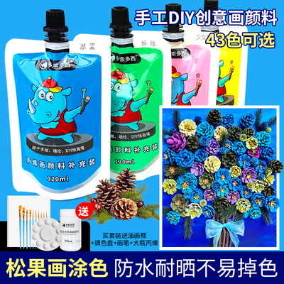 120ML丙烯颜料松果涂色DIY