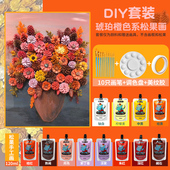 丙烯颜料袋装 DIY琥珀橙色系松果画材料包手工制作套装 120ML袋装 自立袋手绘涂鸦彩绘松果涂色颜料