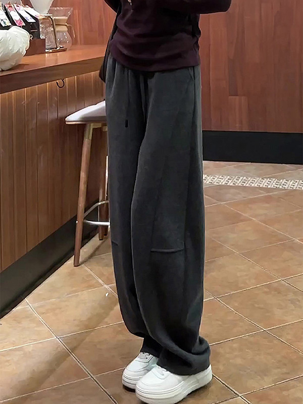 美式灰色弯刀卫裤女秋季2025新款大码胖mm高腰垂感显瘦阔腿运动裤,女装/女士精品,休闲裤,淘宝优惠券,粉丝福利购,淘宝优惠卷