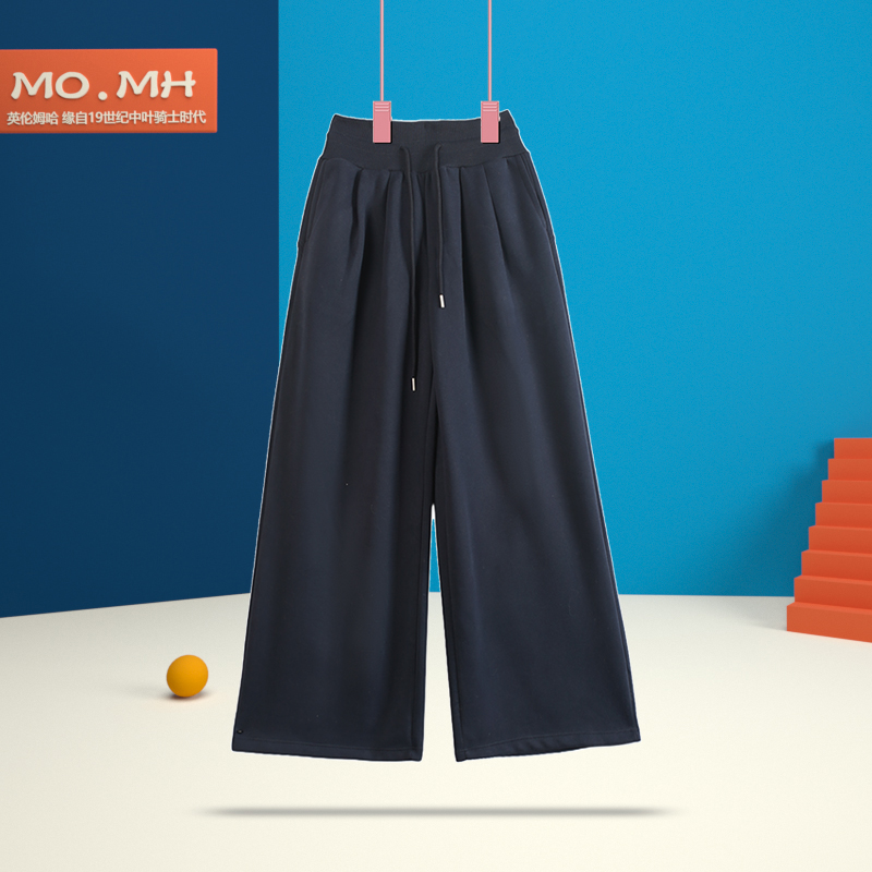 秋冬款男童运动裤抽绳高腰阔腿裤