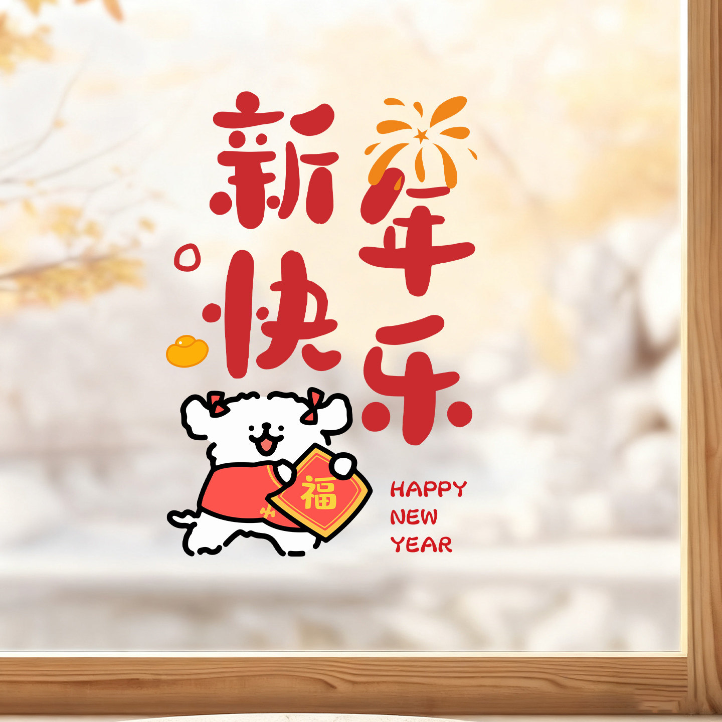 新年快乐春节装饰静电窗贴过年窗花橱窗布置玻璃贴纸喜庆氛围布置,家居饰品,软装墙贴,淘宝优惠券,粉丝福利购,淘宝优惠卷