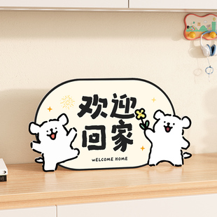 线条小狗欢迎回家门口装饰画玄关鞋柜摆件高级客厅电视柜台面饰品