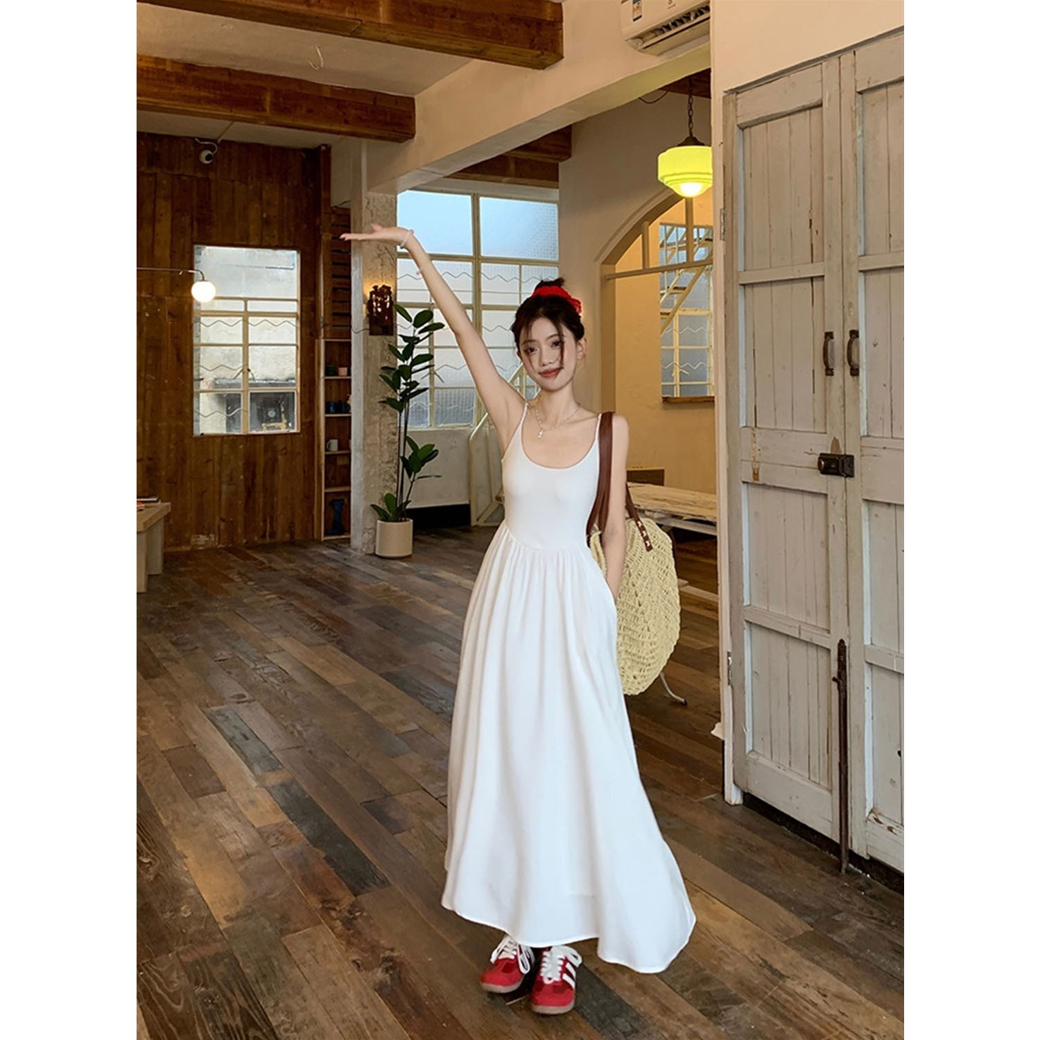 孕妇装秋装新款高级感红色开衫+吊带孕妇连衣裙两件套装秋