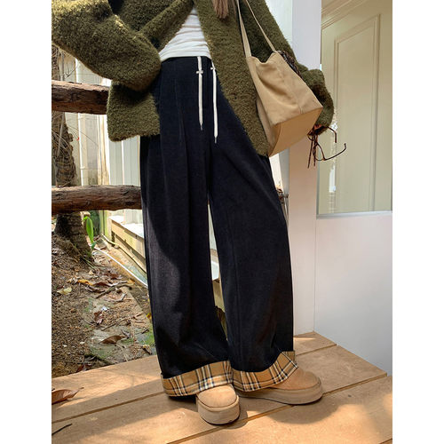 布衣妈咪孕妇雪尼尔抽绳阔腿裤