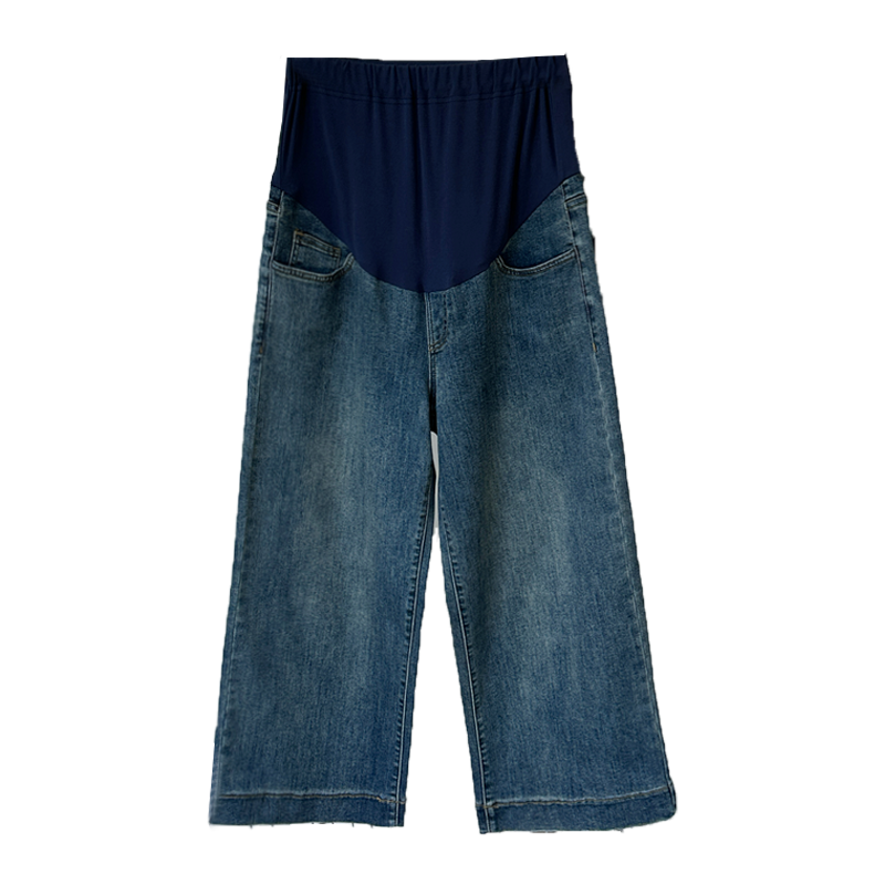 孕妇阔腿牛仔裤子秋冬季2025新款外穿孕期不勒肚子冬装加绒打底裤