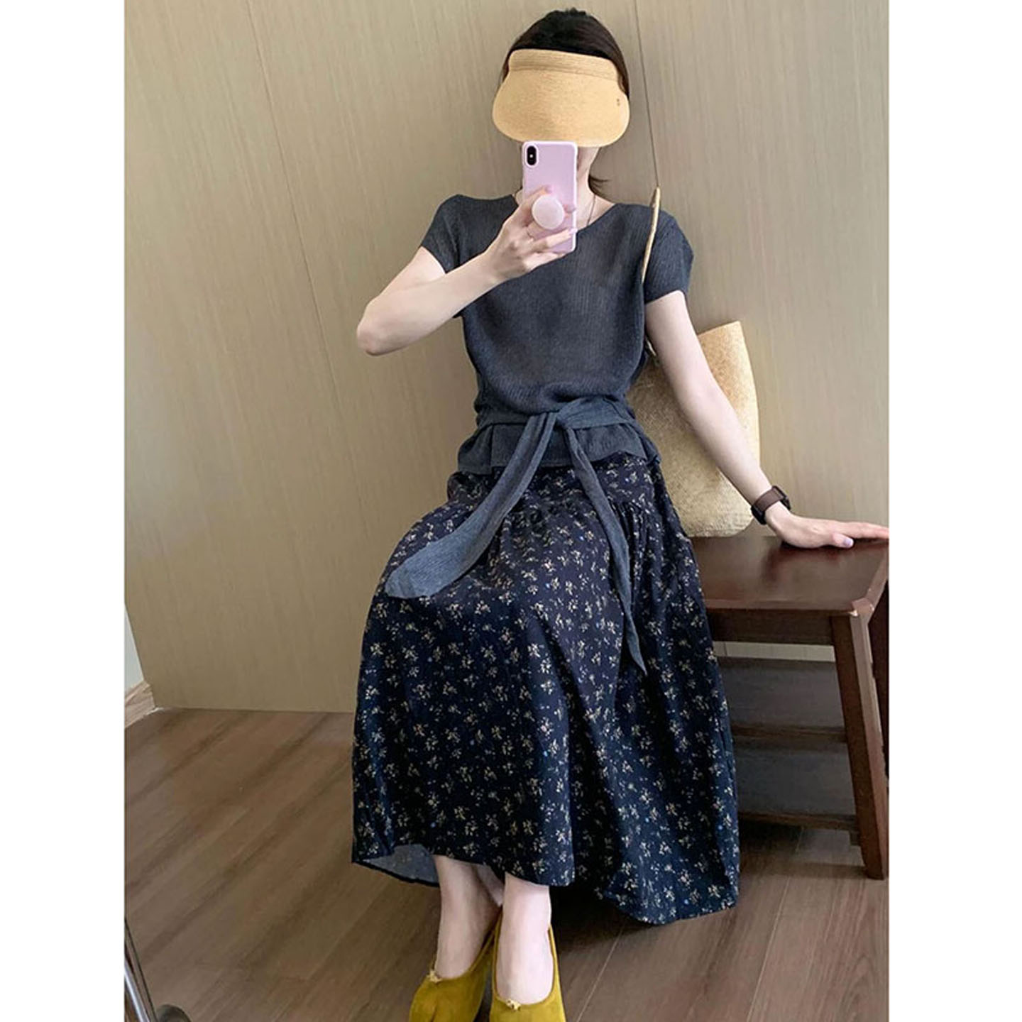 布衣妈咪孕妇针织上衣碎花半身裙