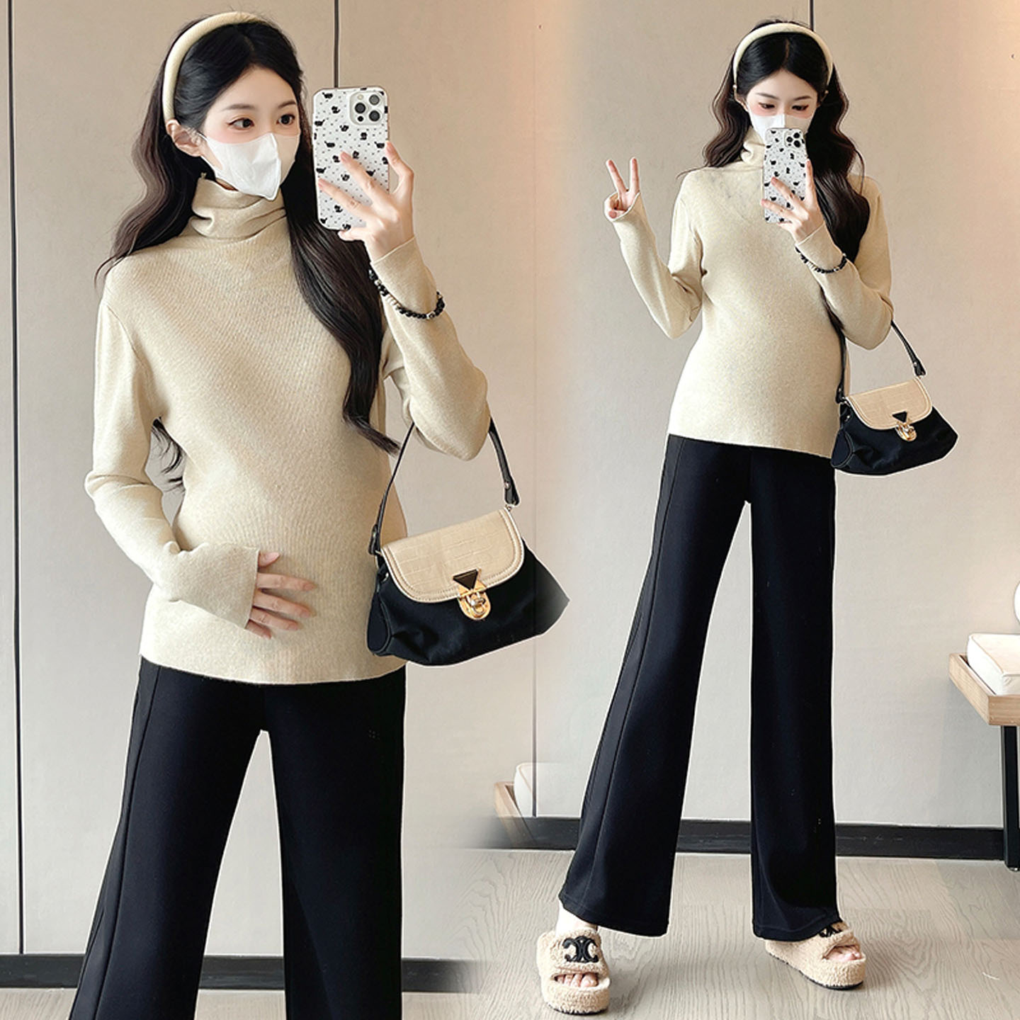 布衣妈咪孕妇堆堆领打底衫百搭