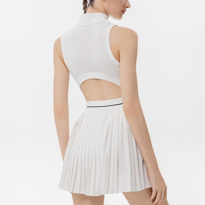 爆款防走光运动裙前拉链网球裙