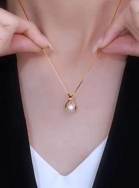 钛钢项链 不掉色福袋贝珠项链ins网红火爆款精致轻奢气质感锁骨链