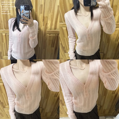 【现货Wildleek~】甜美V领长袖