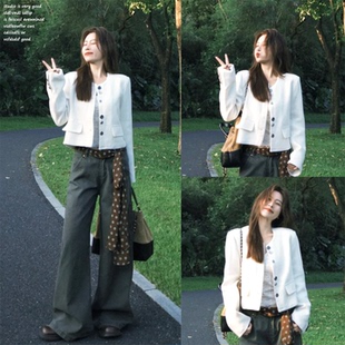 精致高级感名媛风短外套夹克 白色休闲小香风外套女早秋季 FCY