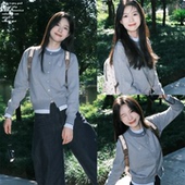 PSO miu系假两件秋冬撞色条纹针织上衣韩系气质显瘦毛衣外套