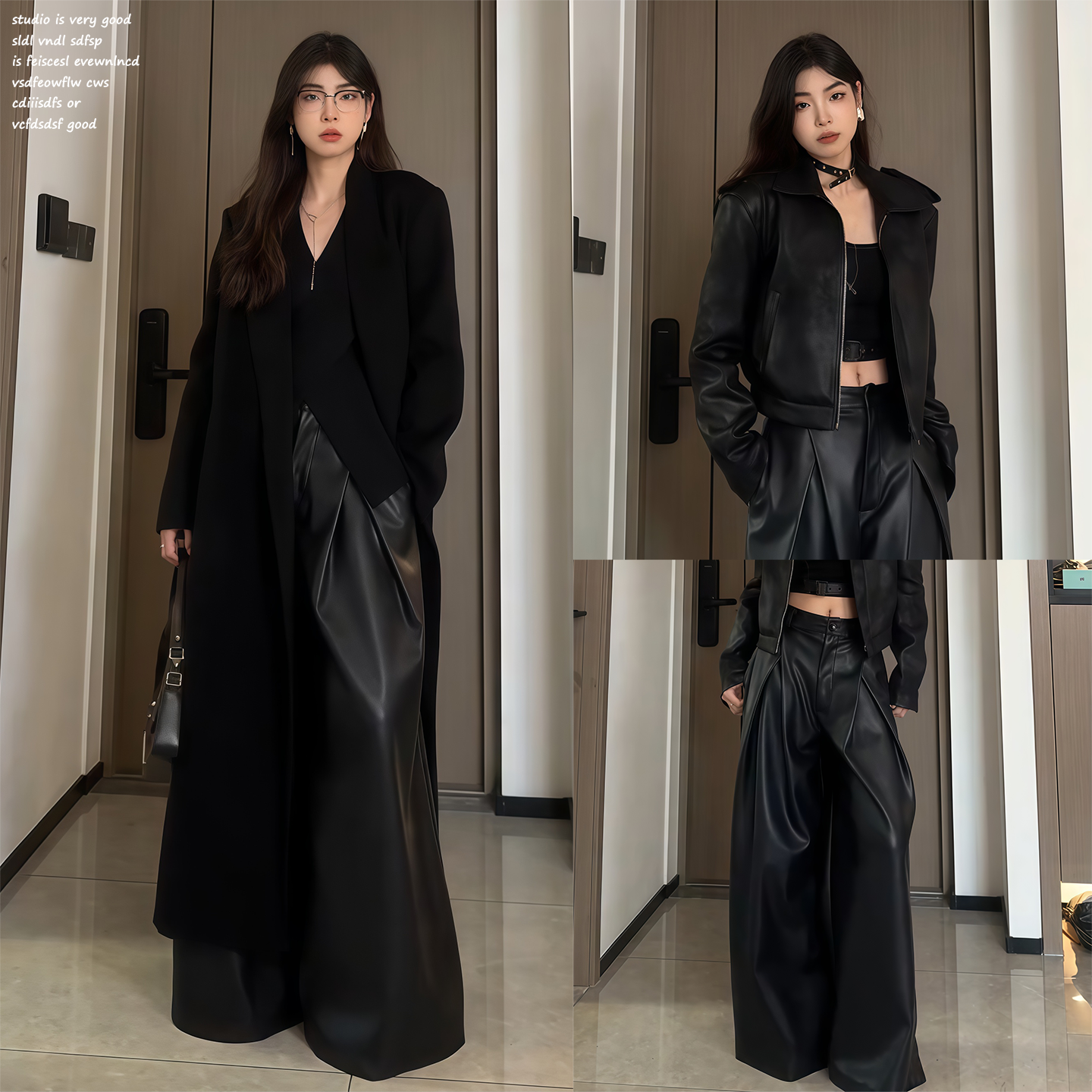 【解余 JIEYU~】黑色PU皮裤女宽松秋冬高腰垂感辣妹高级感长裤子