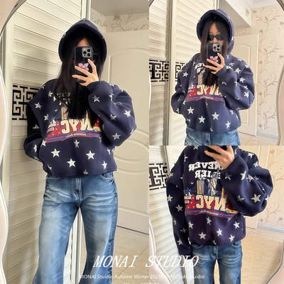 【whenever~】星星字母印花卫衣