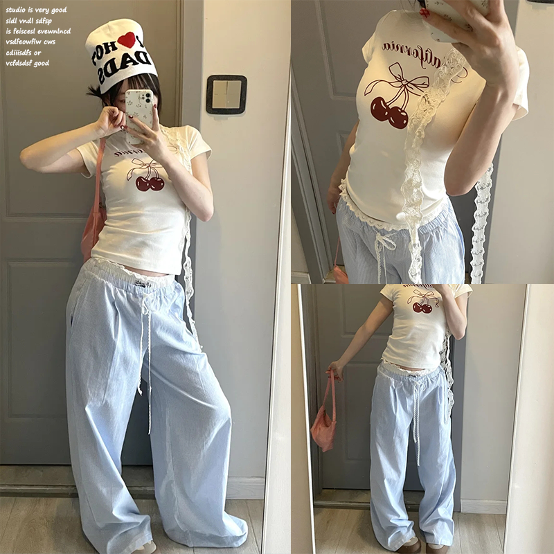 【FORSCHE】美式蕾丝假两件裤子