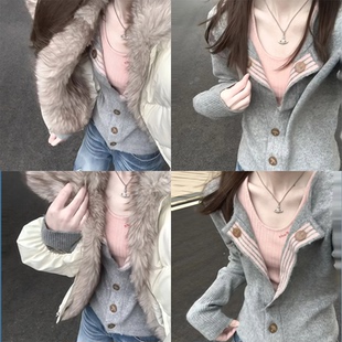 【巨鹿工作室~】韩系慵懒风穿搭毛衣外套秋冬好看毛衣背心两件套