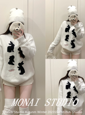 【CODICE LAB ~】白色套头兔子毛衣秋冬慵懒宽松水貂毛设计感上衣