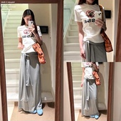 新款 灰色纯色高腰半身长裙女秋季 包臀绑带松紧腰裙子 下周六