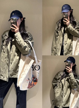 【fromwrting字由~】军绿色工装水洗外套早秋穿搭vintage夹克上衣