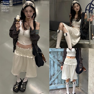 金色褶皱花边两穿抹胸裙上衣高腰百搭小众半身裙 Metro Ni8ht