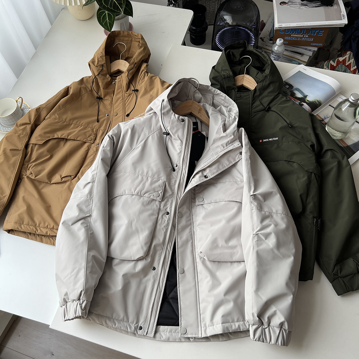 秋冬男士工装大口袋连帽棉衣