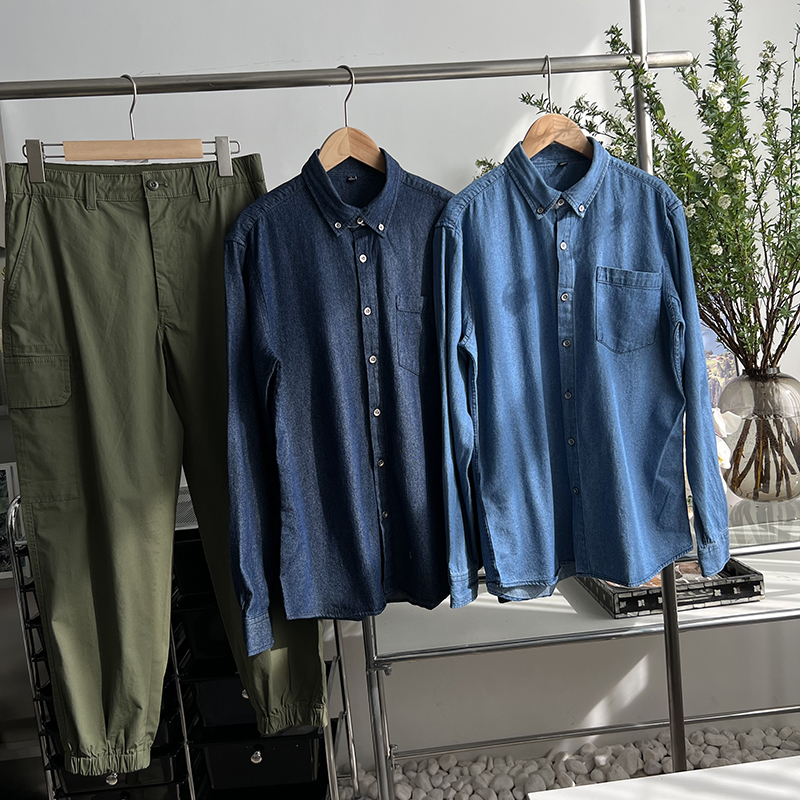 长袖百搭柔软牛仔衬衫