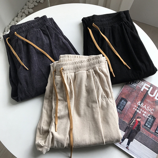 秋冬款 抽绳运动休闲裤 男士 休闲宽松窄脚老爹裤 时尚 超柔灯芯绒