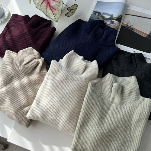 女舒芙蕾高领针织衫宽松毛衣毛衫