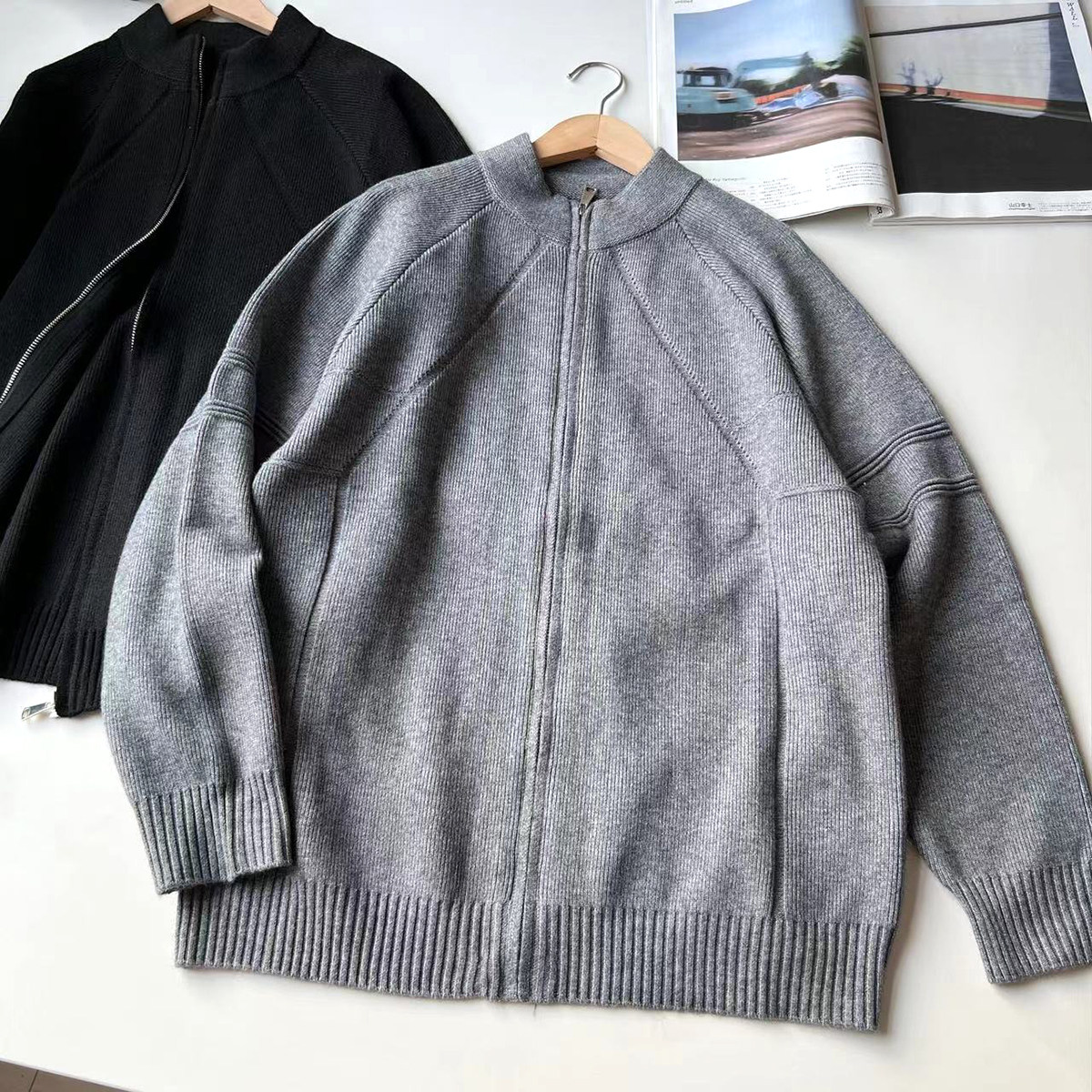 结构拼接线条层次感 秋冬日系男装重磅加厚挺括针织毛衣立领开衫,男装,针织衫/毛衣,淘宝优惠券,粉丝福利购,淘宝优惠卷