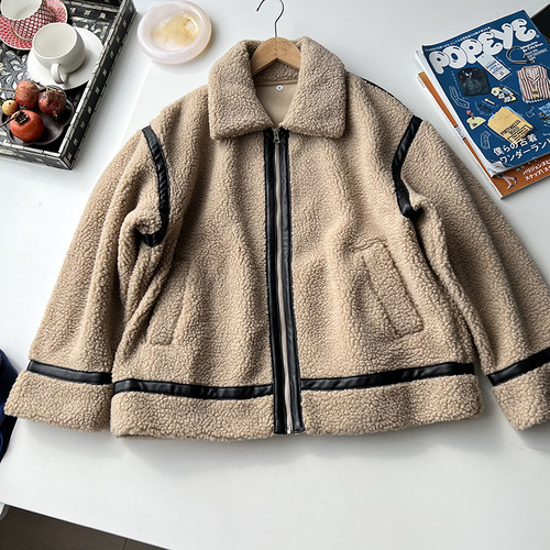 男装仿羊羔绒飞行员外套