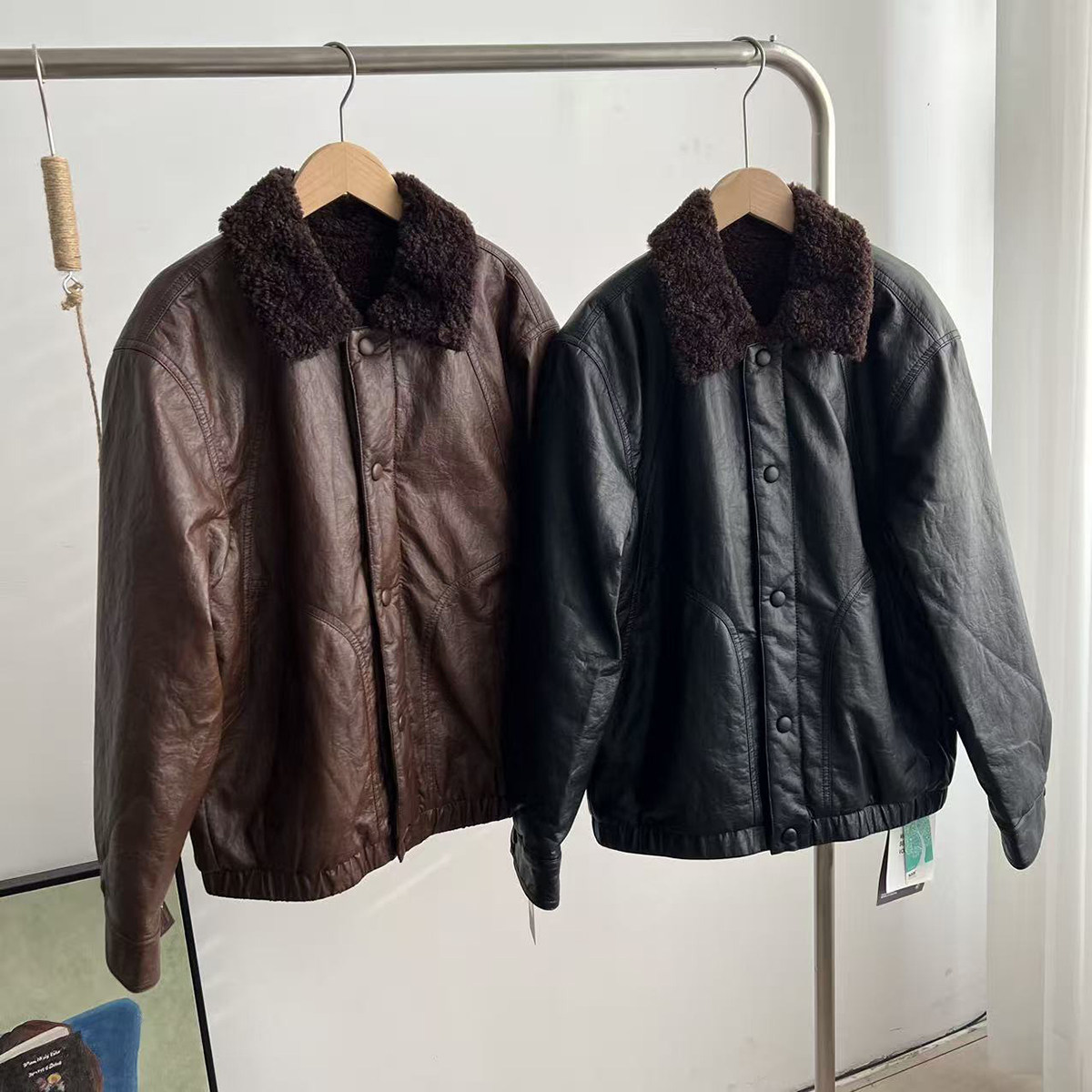 超柔软 结构剪裁 复古油蜡水洗PU皮 潮男加厚加绒保暖宽松皮衣,男装,皮衣,淘宝优惠券,粉丝福利购,淘宝优惠卷