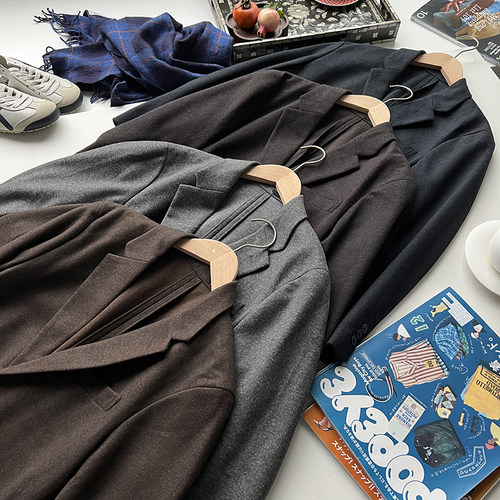 秋冬合身仿毛料西装时髦