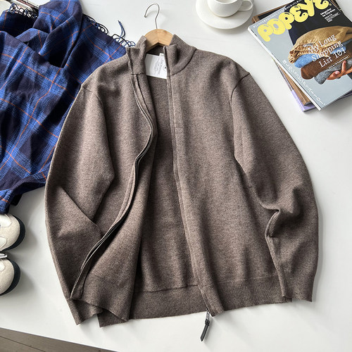 开衫立领抗起球针织毛衣