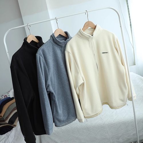 美系小众簰  自信推荐！FG复线摇粒绒半拉链领卫衣男女高街潮外套