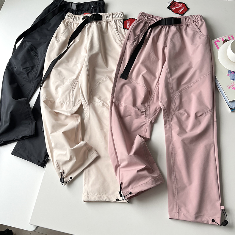 立体膝盖褶皱 户外女士休闲直筒裤