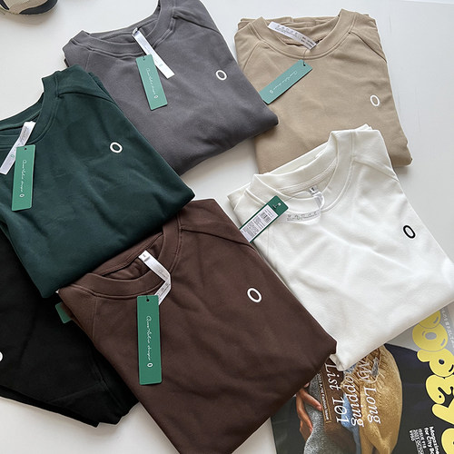 长袖山系穿搭情侣款极简打底T恤