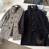 秋冬新款 北野U家 设计师合作款 双面呢牛角扣休闲大衣BY432049