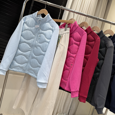 防风保暖+热反射 无缝压胶男女情侣款拼接式立领羽绒服可内胆